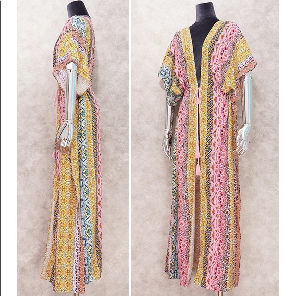 Amelia Colorful Print Tie Waist Kimono Top - Picture 9 of 11